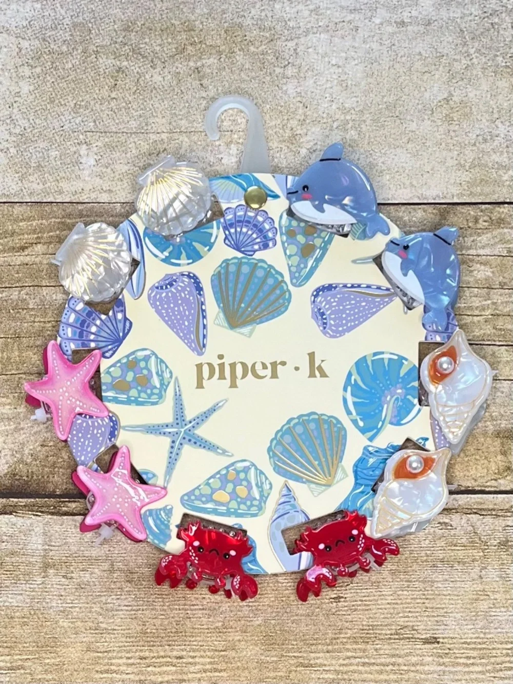 Piper K Ocean Life Mini Hair Clips Whale Shells Crab Starfish Brand New on Card